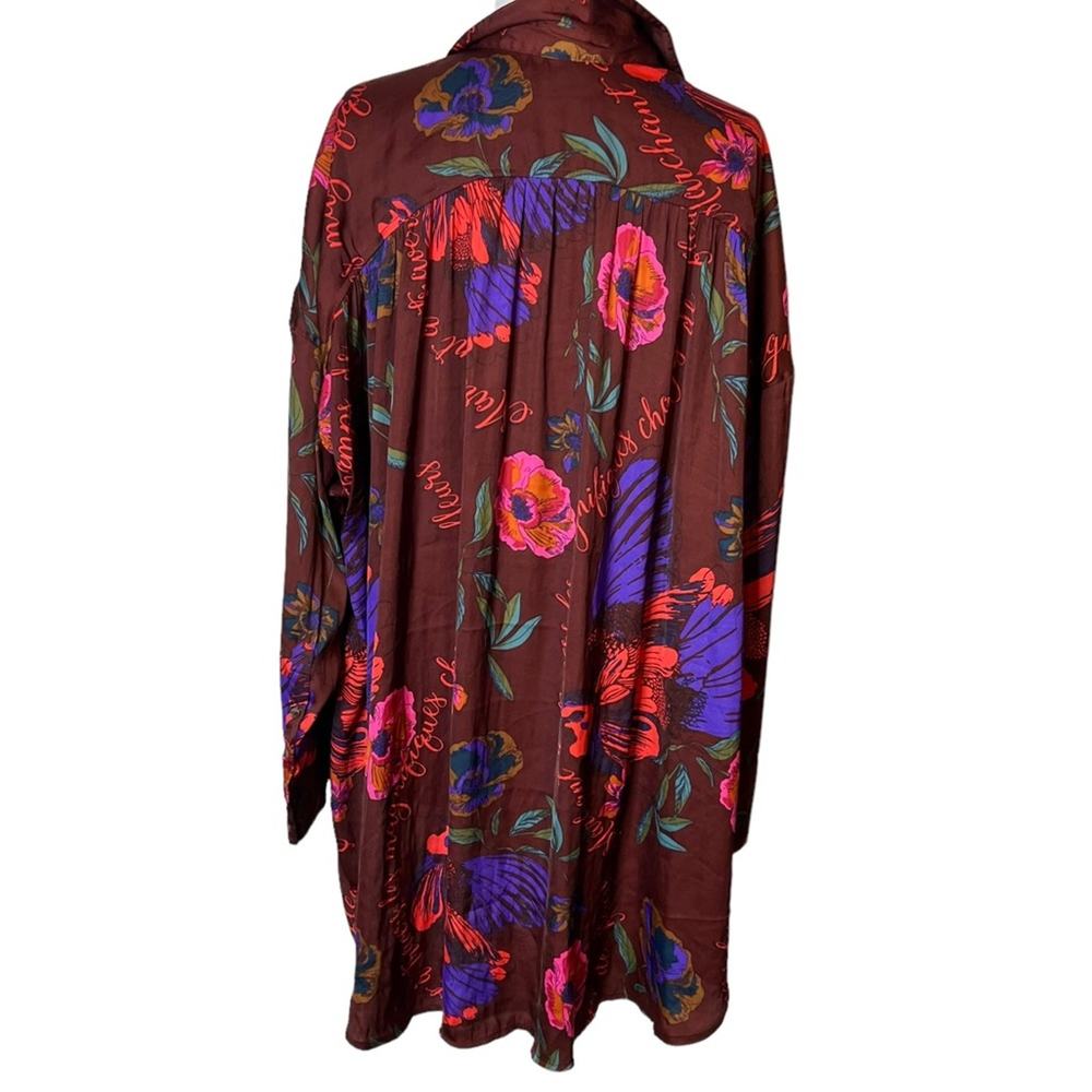 Free People Floral Blouse - Burgundy and Purple - Picture 3 of 7